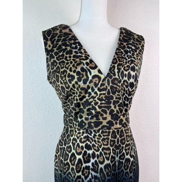 Alberto Makali womens medium animal print floral fitted knee length belted dress - Picture 2 of 9